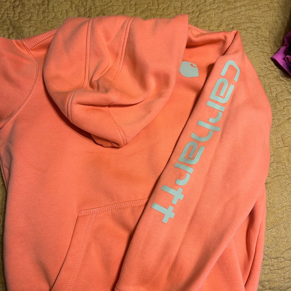 Carhartt Peach Hoodie with Logo Sleeve